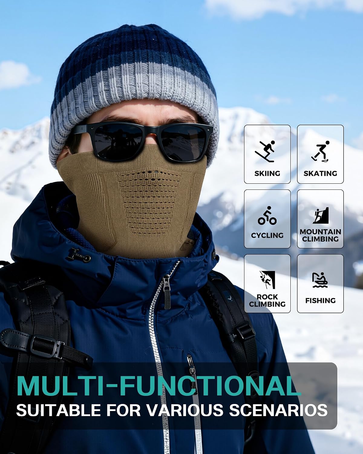 AOPREL Winter Neck Gaiter Breathable Neck Warmer Windproof Half-Face Mask