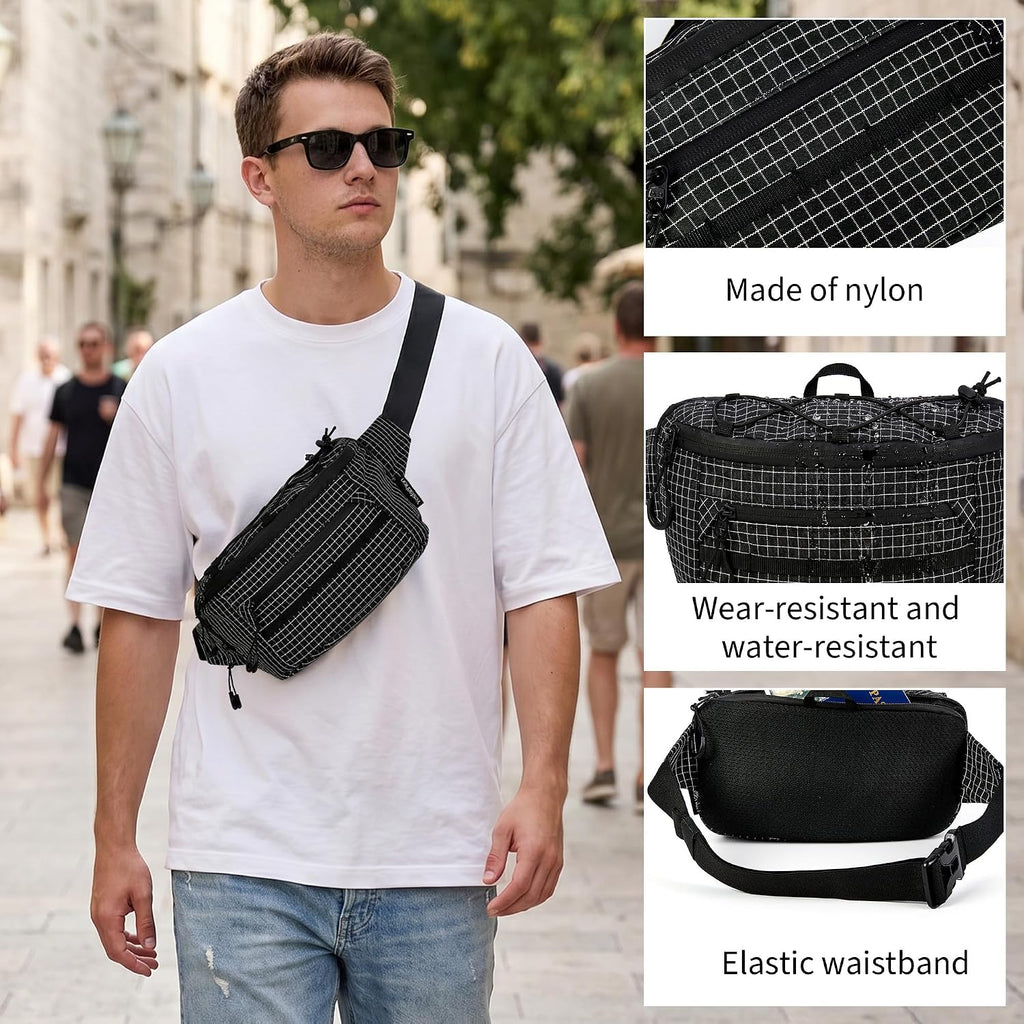 Tactical Fanny Packs for Women Men RFID Blocking Water Resistant Sling Bag