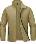 MAGCOMSEN Men's Fleece Lined Softshell Jacket Lightweight Waterproof Windbreaker Zip Up Winter Rain Coat Tactical Hiking