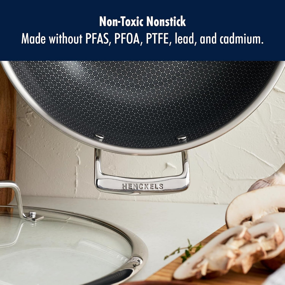 HENCKELS Paradigm Stainless Steel 6 Pc Fry Pan Set, Tri-Ply Ceramic Nonstick Fry Pan Set, Non Toxic Induction Fry Pan, Metal-Utensil & Dishwasher Safe