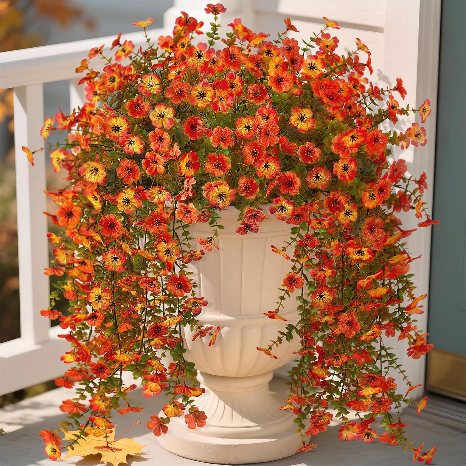 Hrobek Fake Mums Artificial Fall Hanging Flowers for Outdoors Decoration