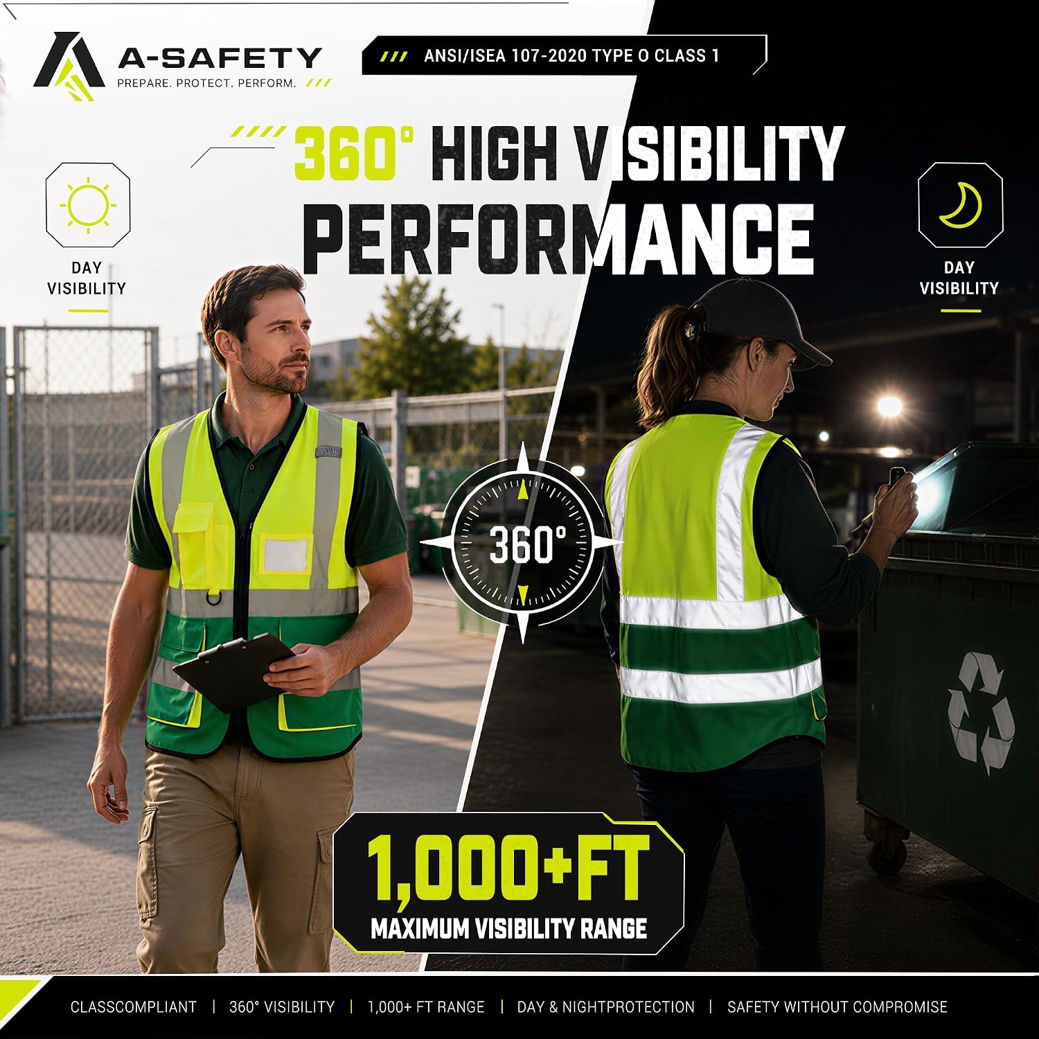 A-SAFETY High Visibility Reflective Safety Vest Customize Logo (XS-8XL)