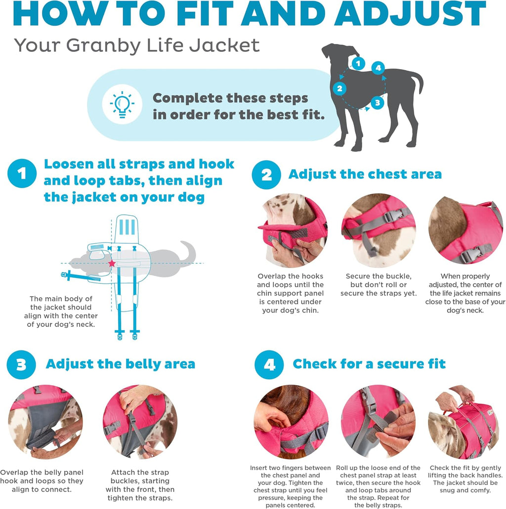 Outward Hound Granby Splash Dog Life Jacket, Life Vest, Pink, Small