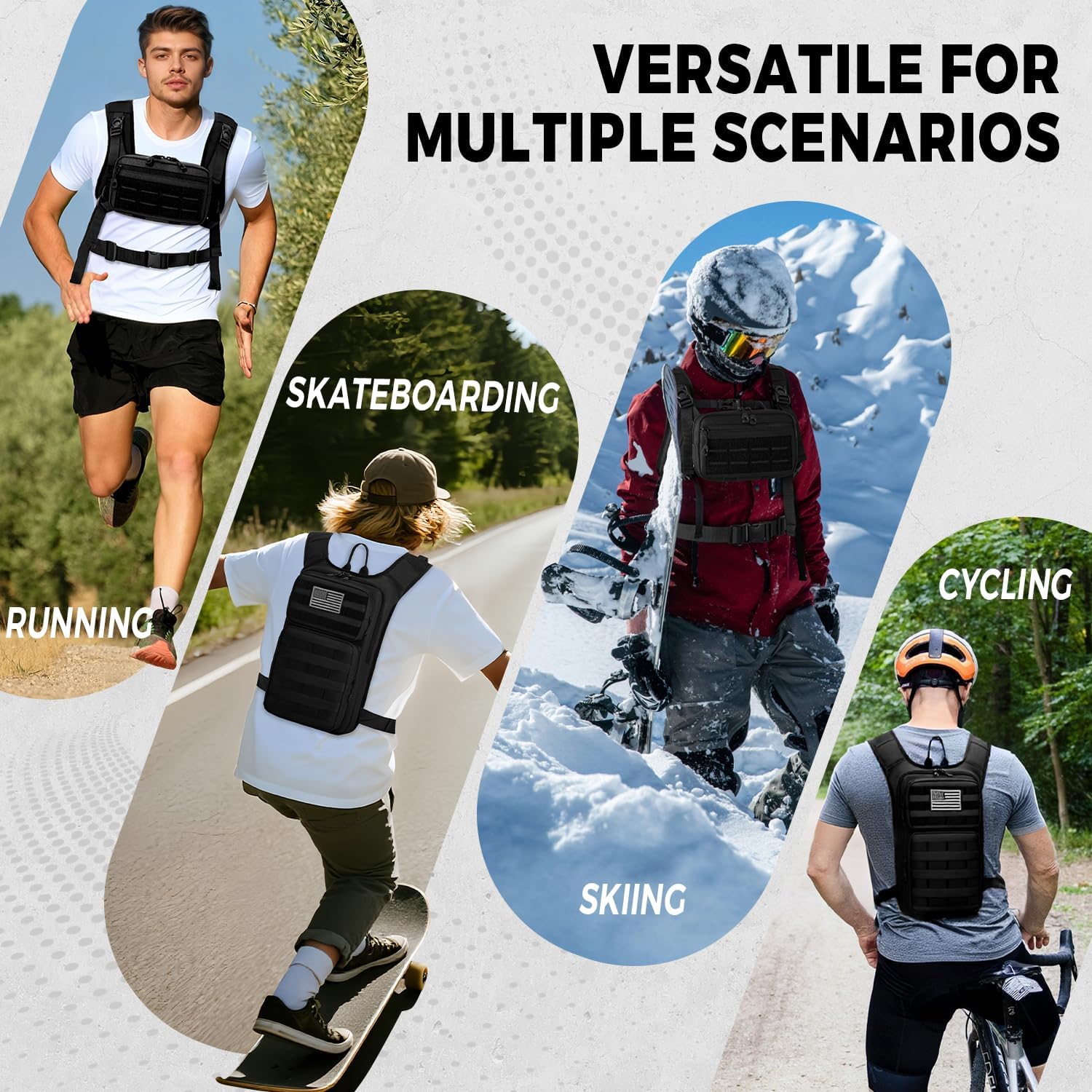 Koculemi Tactical Hydration Backpack with 2L Water Bladder and Front Small Tactical Pouch, Outdoor Water Backpack for Men Women, Sports Hydration Pack for Hiking, Cycling,Climbing