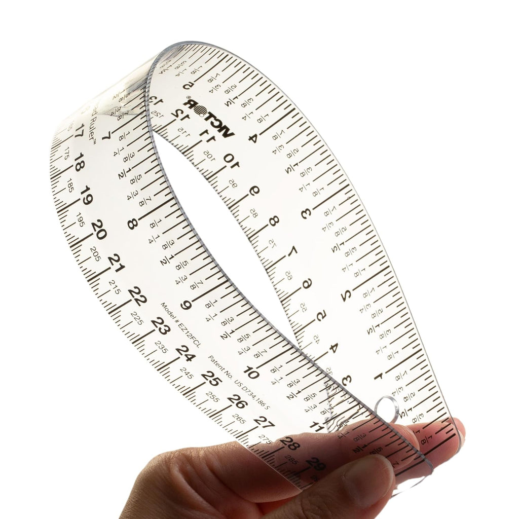 Victor Easy Read 12-Inch Flexible Clear Plastic Ruler, 1/16 Inch Fractions and Metric Scale Markings, Shatterproof Transparent Measuring Tool for School, Office, Crafts, Sewing and DIY