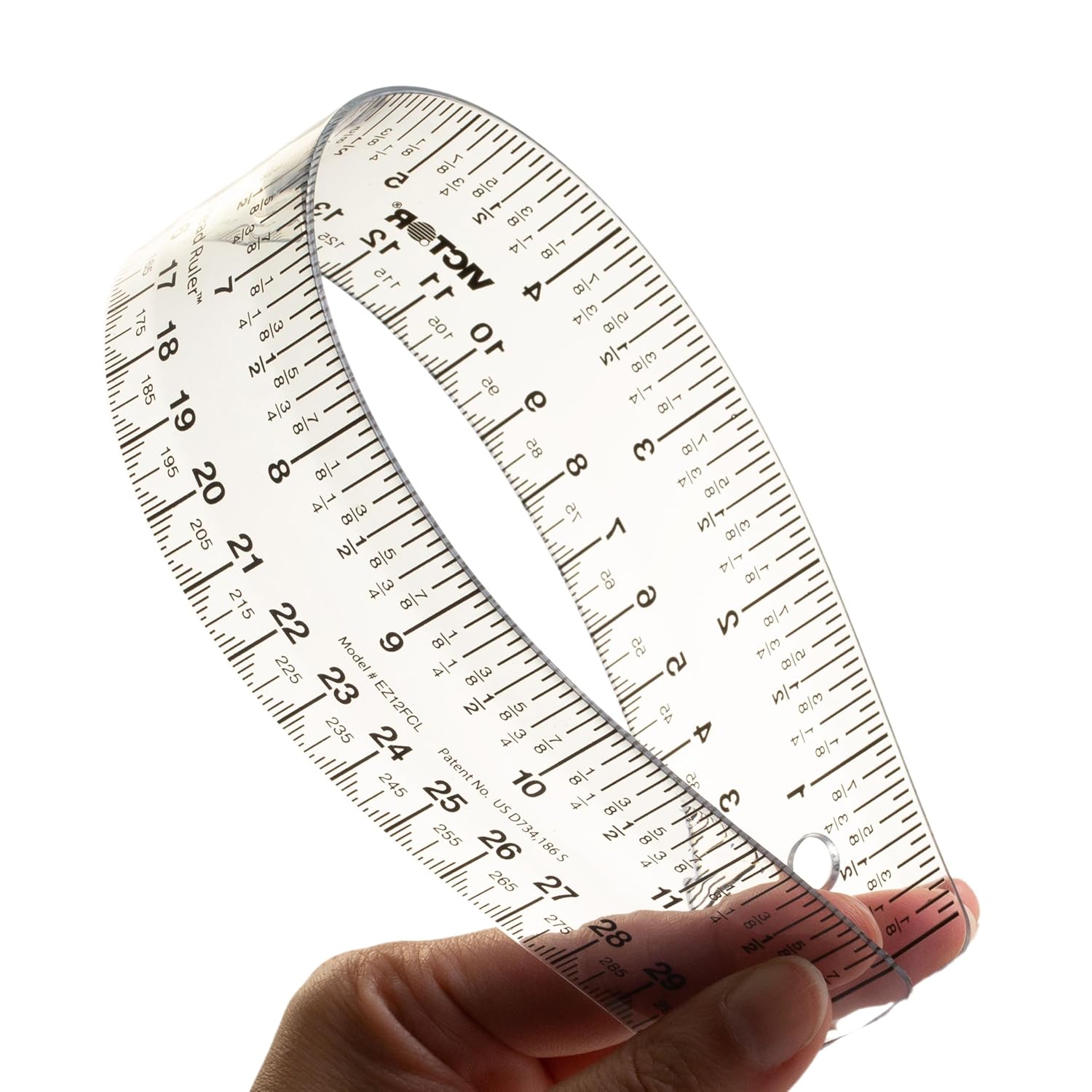 Victor Easy Read 12-Inch Flexible Clear Plastic Ruler, 1/16 Inch Fractions and Metric Scale Markings, Shatterproof Transparent Measuring Tool for School, Office, Crafts, Sewing and DIY