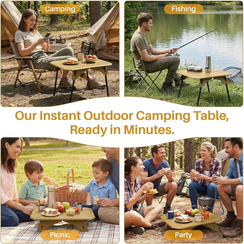 TOPCHANCES Folding Camping Table, Ultralight Aluminum Portable Table with Adjustable Height, 2-in-1 Carry Bag for Outdoor Picnic, Travel, Beach, BBQ & Festival(Khaki)