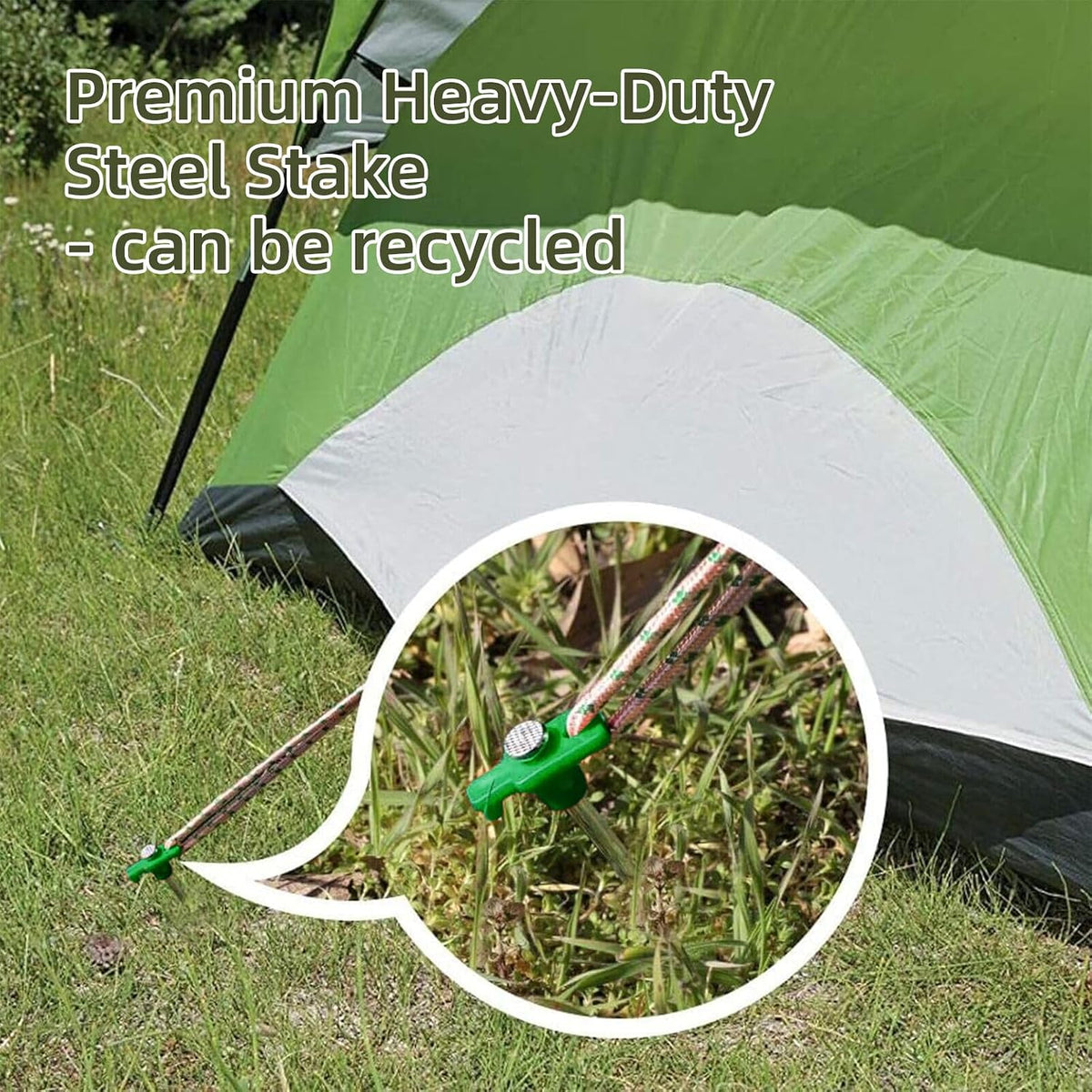 50 Pack Tent Stakes Heavy Duty 10 Inch Camping Stakes Yard Stakes Metal Tent Pegs for Ground Stakes Tent Spikes for Camping Garden Yard (Green)