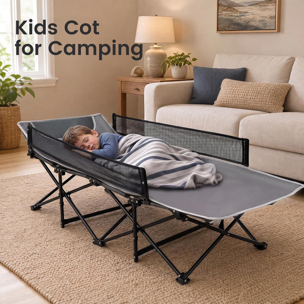 Goplus Foldable Kids Cot, Portable Sleeping Cot(Gray)