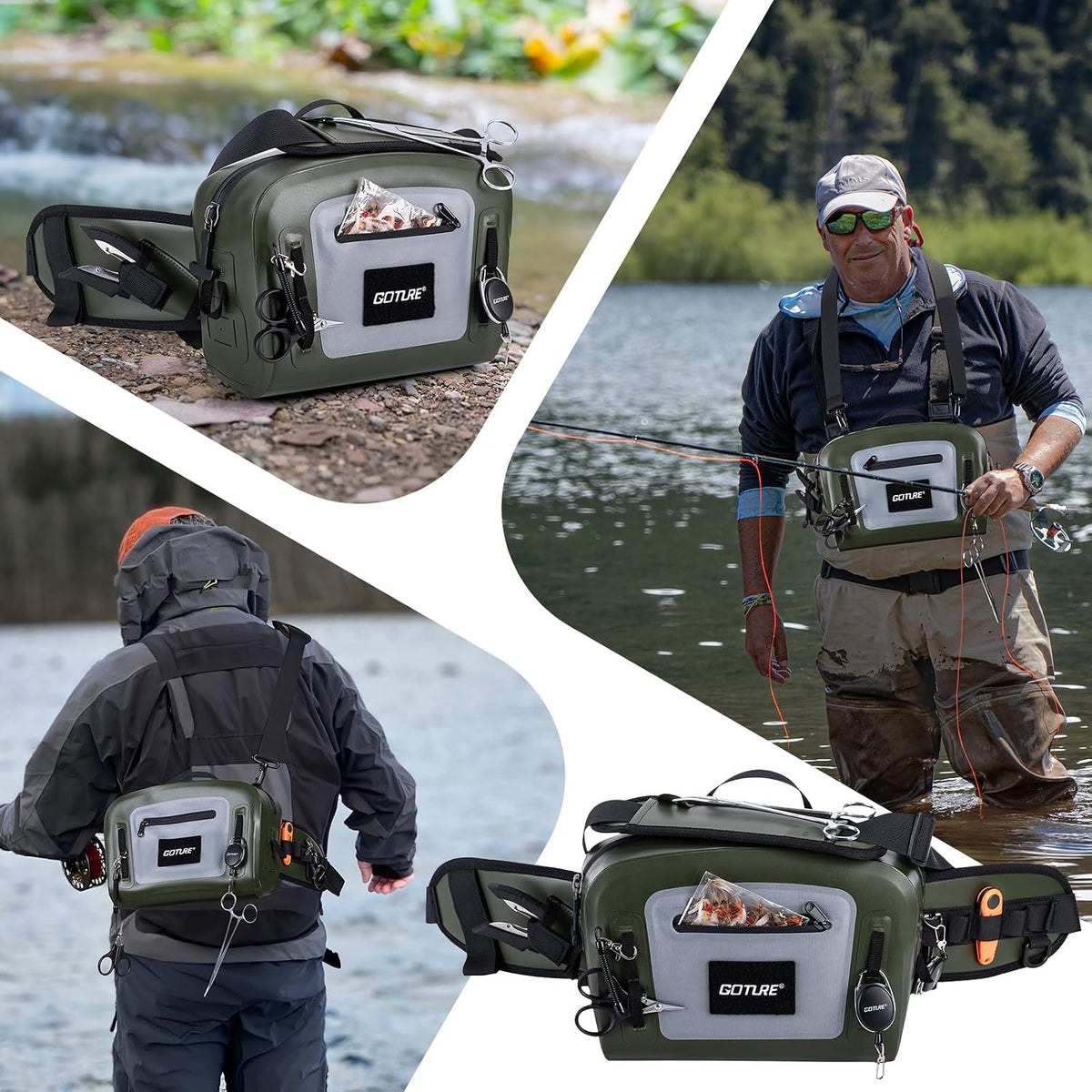 Goture Waterproof Fishing Waist Pack, 900D TPU Tackle Bag