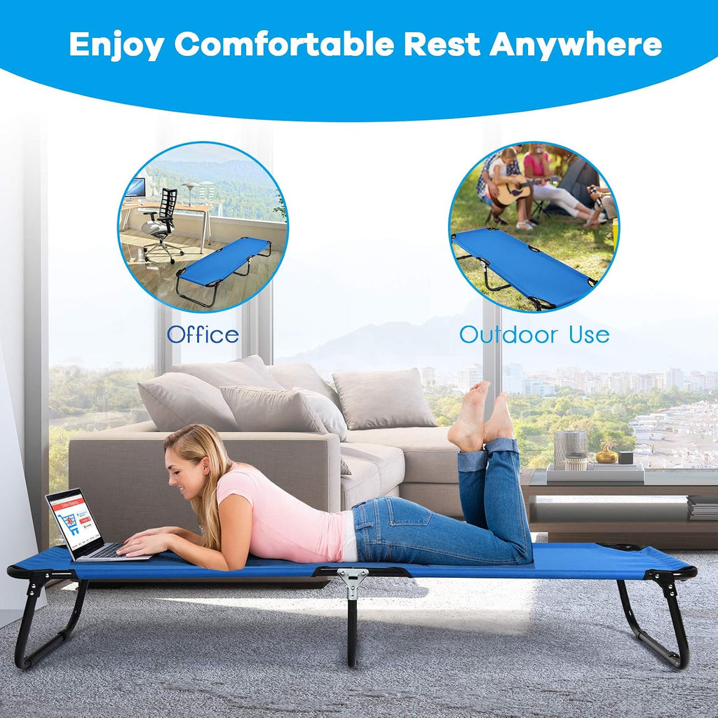GYMAX Folding Camping Cot, Portable Ultralight Compact Sleeping Cot Bed for Adults with Oxford Fabric, for Outdoor Travel Backpacking Hiking Patio Home Office, 330LBS