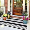 OLANLY Black and White Classic Striped Rug 2'4" x 3'7" (27.5" x 43")