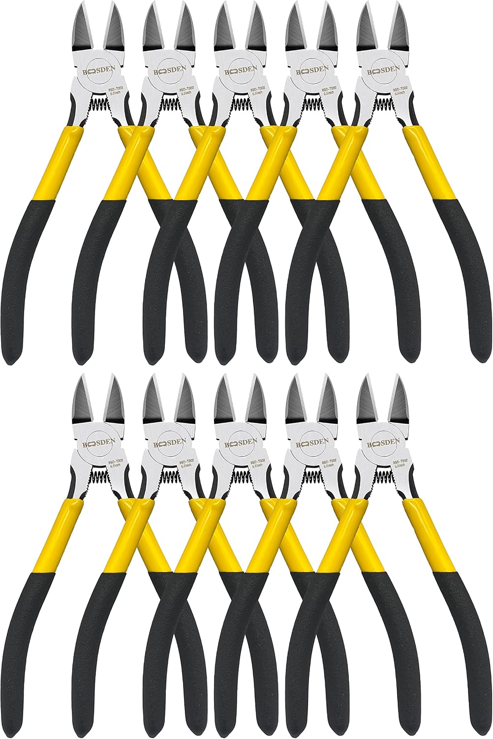 BOOSDEN Wire Cutter 6.5 inch Cutting Pliers Diagonal Cutter Snipper 10 Pack