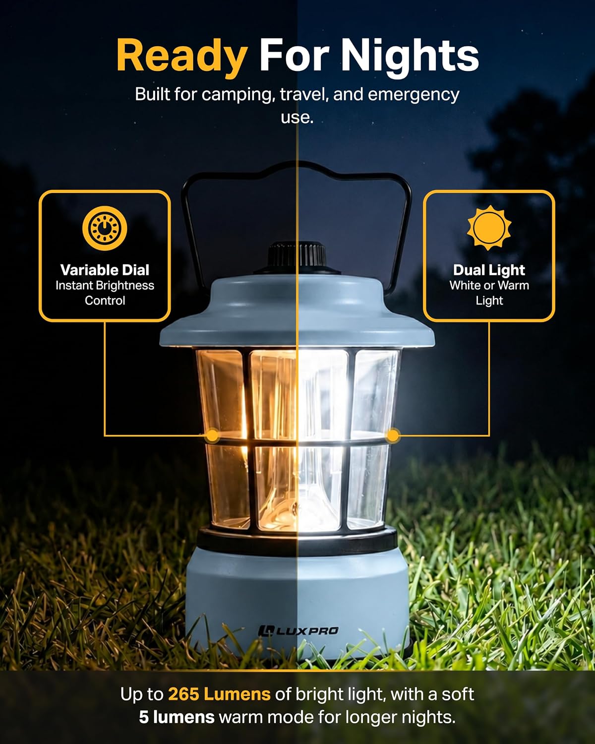 LUXPRO Retro Outdoor Lantern, Battery Lamp Camping Lantern LED Light, Blue