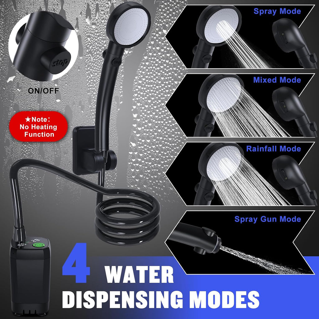 Spopal Portable Shower for Camping, [Long-Lasting] 6000mAh Rechargeable