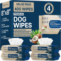 REFRESHIFY Dog Wipes for Paws and Butt - Coconut Scented (Pack of 400) - Pet Wipes for Dogs and Cats - Deodorizing Non Toxic Dog Wipes, +12 Additional Travel Wipes