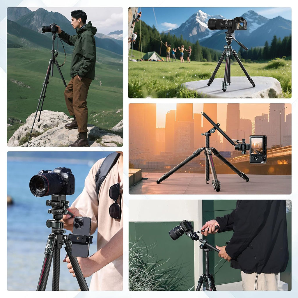 ULANZI JJ06 GlideGo Carbon Fiber Video Tripod, 73.6in, 11lb Load
