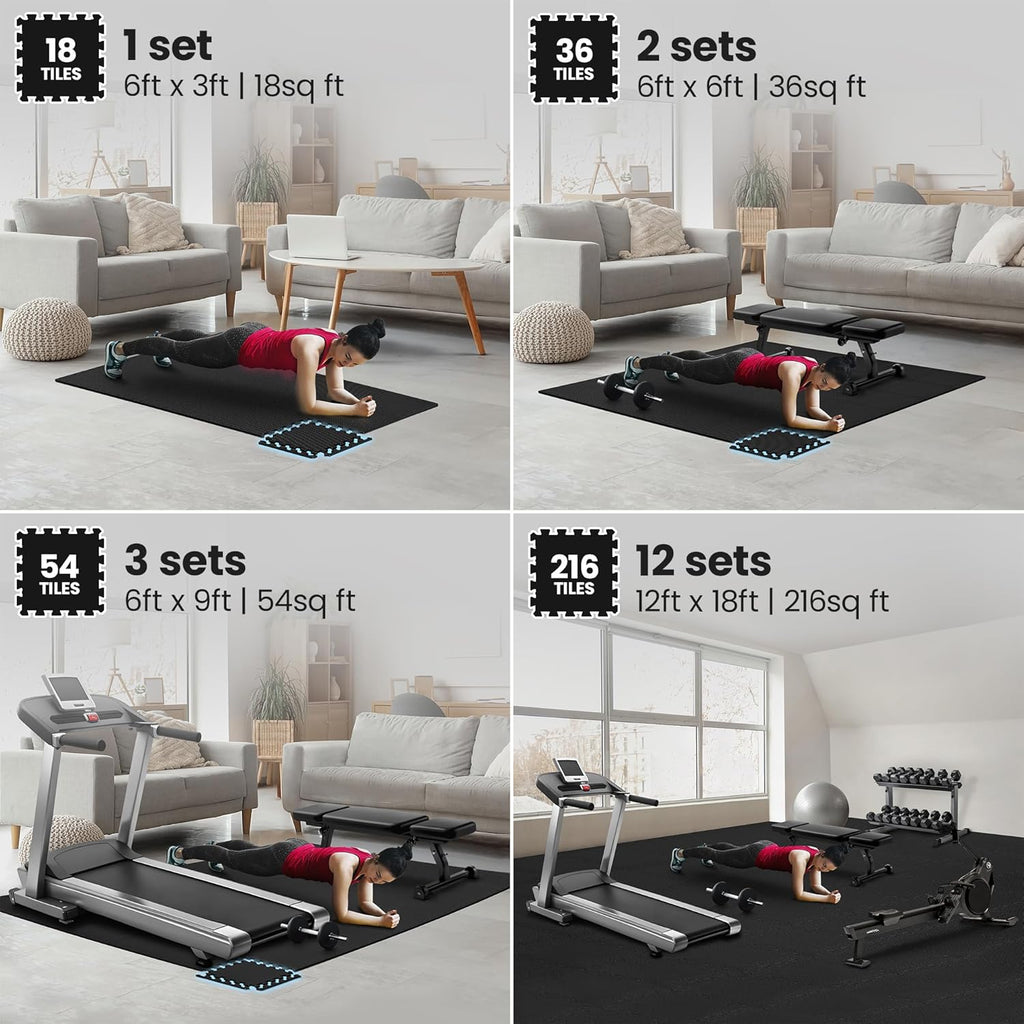bemaxx Gym Mats Set - EVA Interlocking Foam Floor Tiles Workout Mat Puzzle