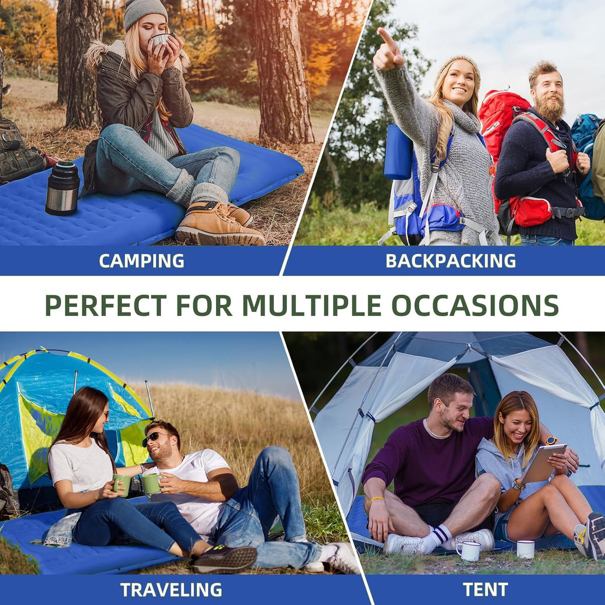 FNARMW Extra Thick Camping Sleeping Pad with Built-in Pillow & Foot Pump