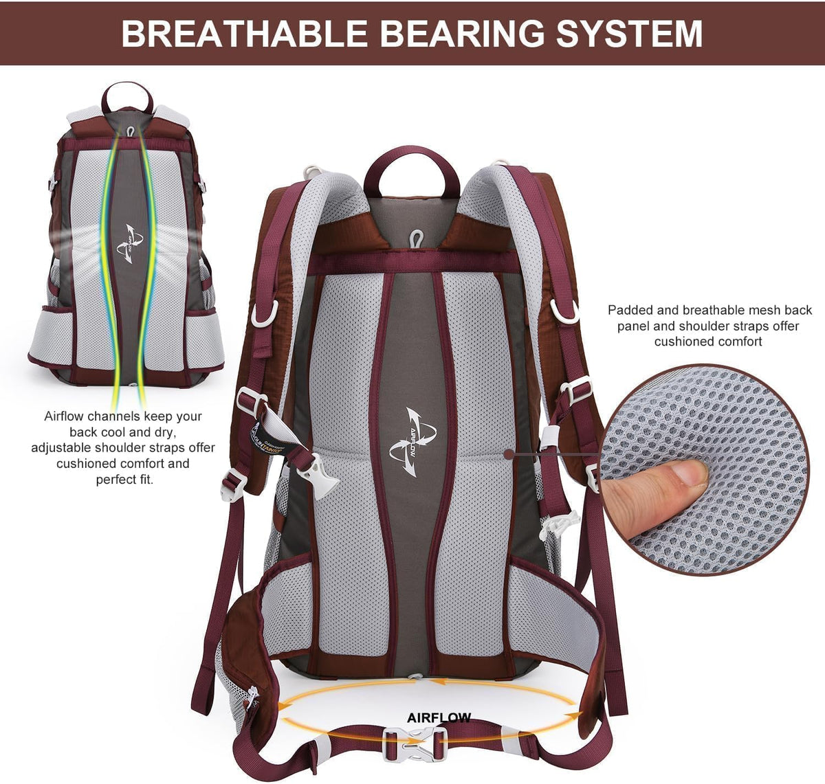 MOUNTAINTOP 40L Hiking Backpack, Lightweight Outdoor Backpacking Pack