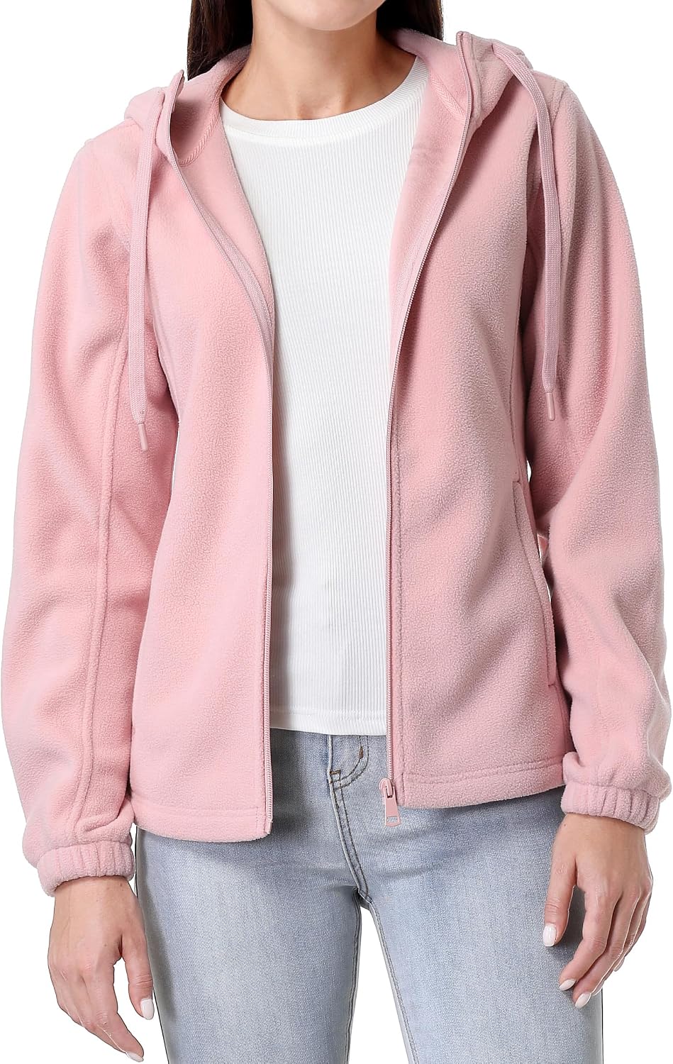 GIMECEN Women's Soft Polar Fleece Jacket Full Zip Hooded Sweatshirts