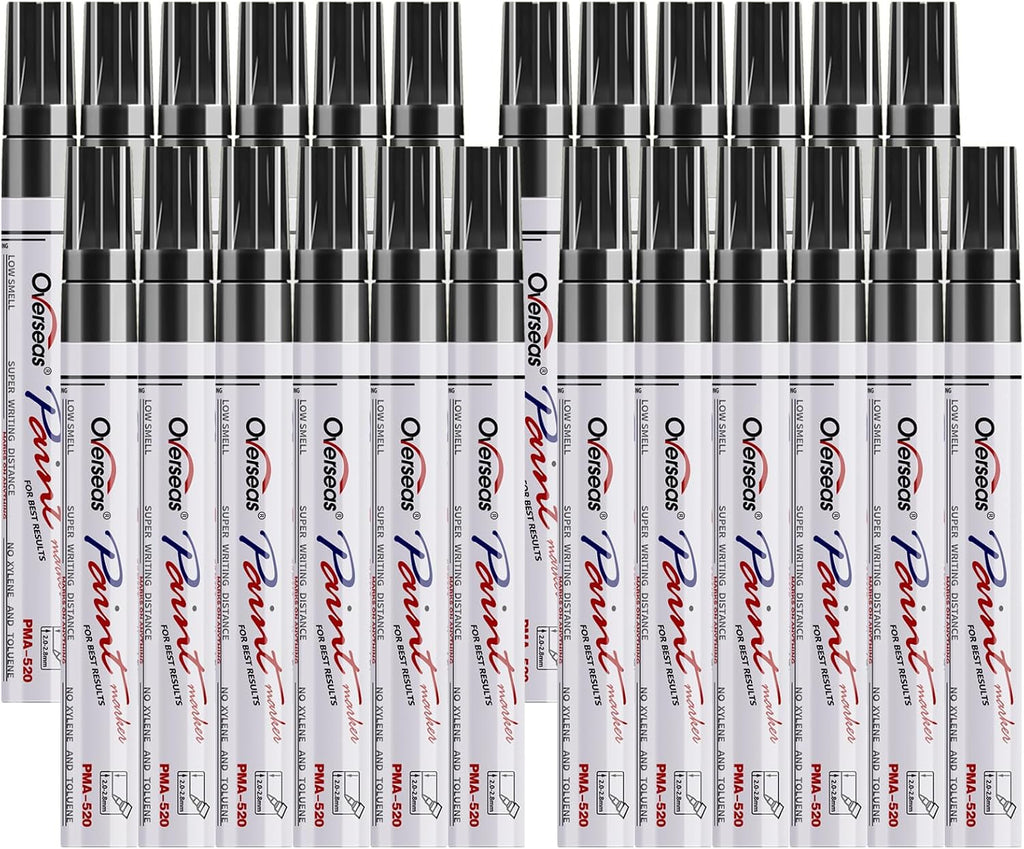 Overseas 24 Red Paint Pens Permanent Markers, Oil Based Paint Markers