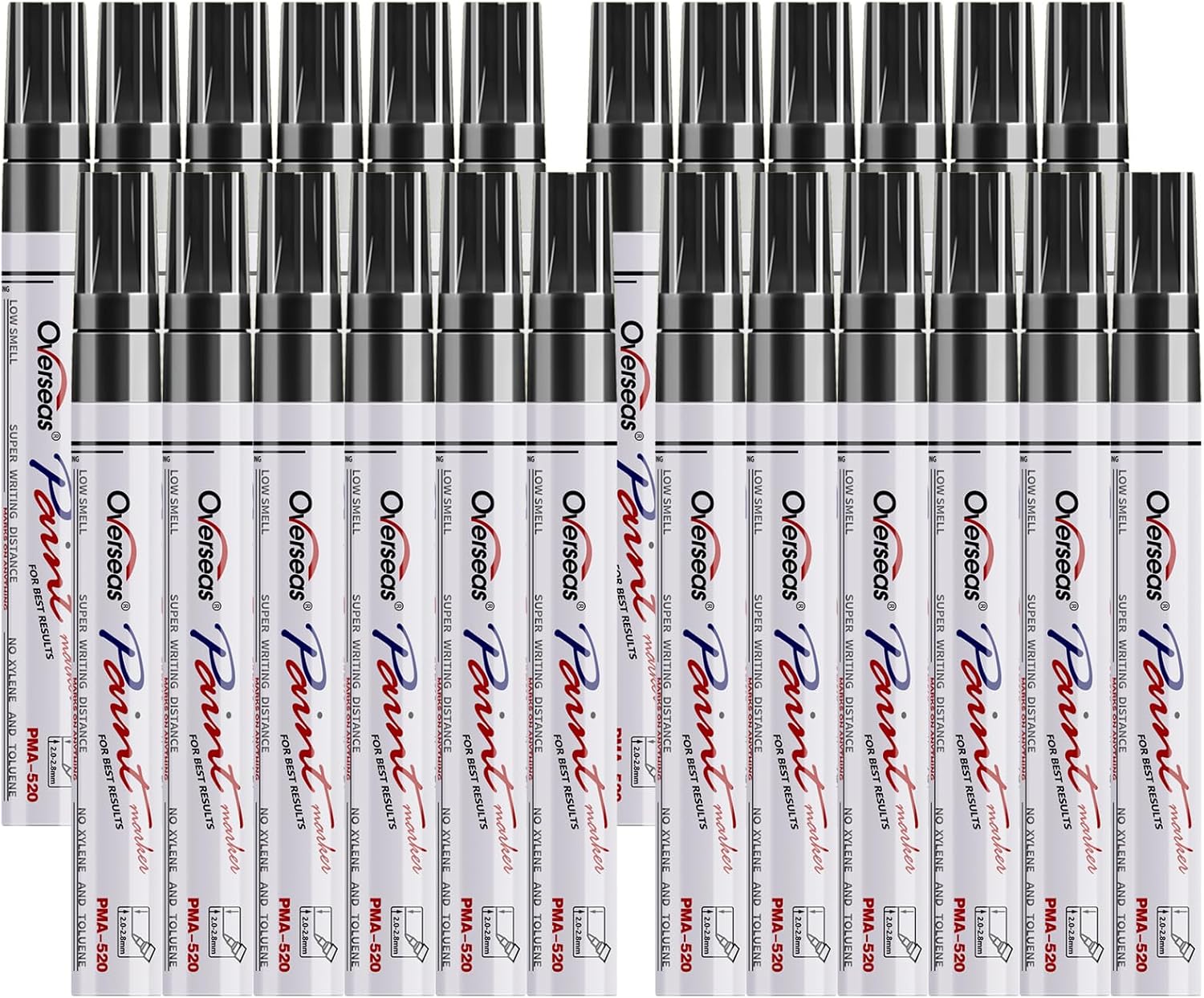 Overseas 24 Red Paint Pens Permanent Markers, Oil Based Paint Markers