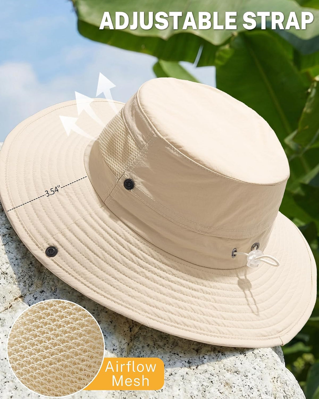 Women's Sun Hat Sun Protection Wide Brim Bucket with Ponytail Hole Summer