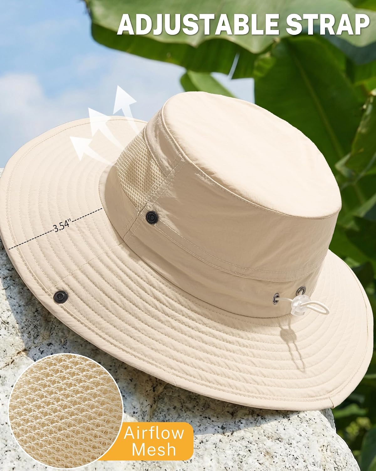 Women's Sun Hat Sun Protection Wide Brim Bucket with Ponytail Hole Summer