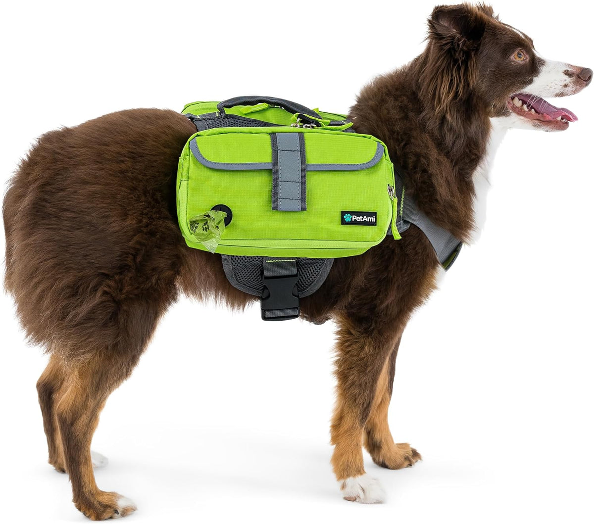 PetAmi Dog Backpack for Medium Large Dogs, Hiking Saddle Bag, Green