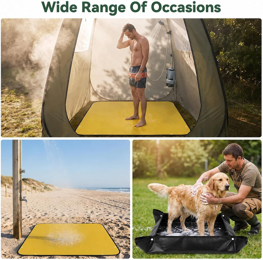 Camping Shower Mat, 2 Pcs 39.4" PE Portable Shower Pan