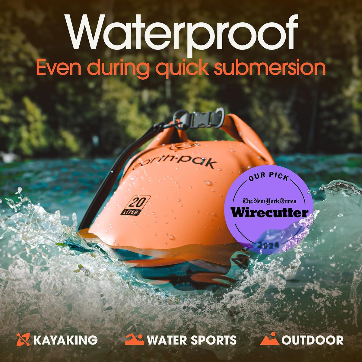 Earth Pak Waterproof Dry Bag - Roll Top Waterproof Backpack Sack Keeps Gear Dry for Kayak with Waterproof Phone Case