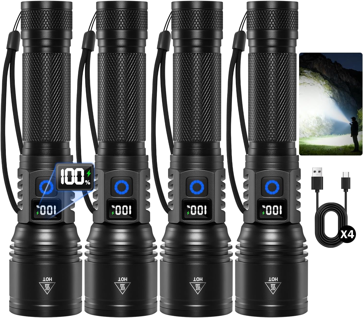 2Pack Rechargeable Flashlights High Lumens, Flash Light for Home