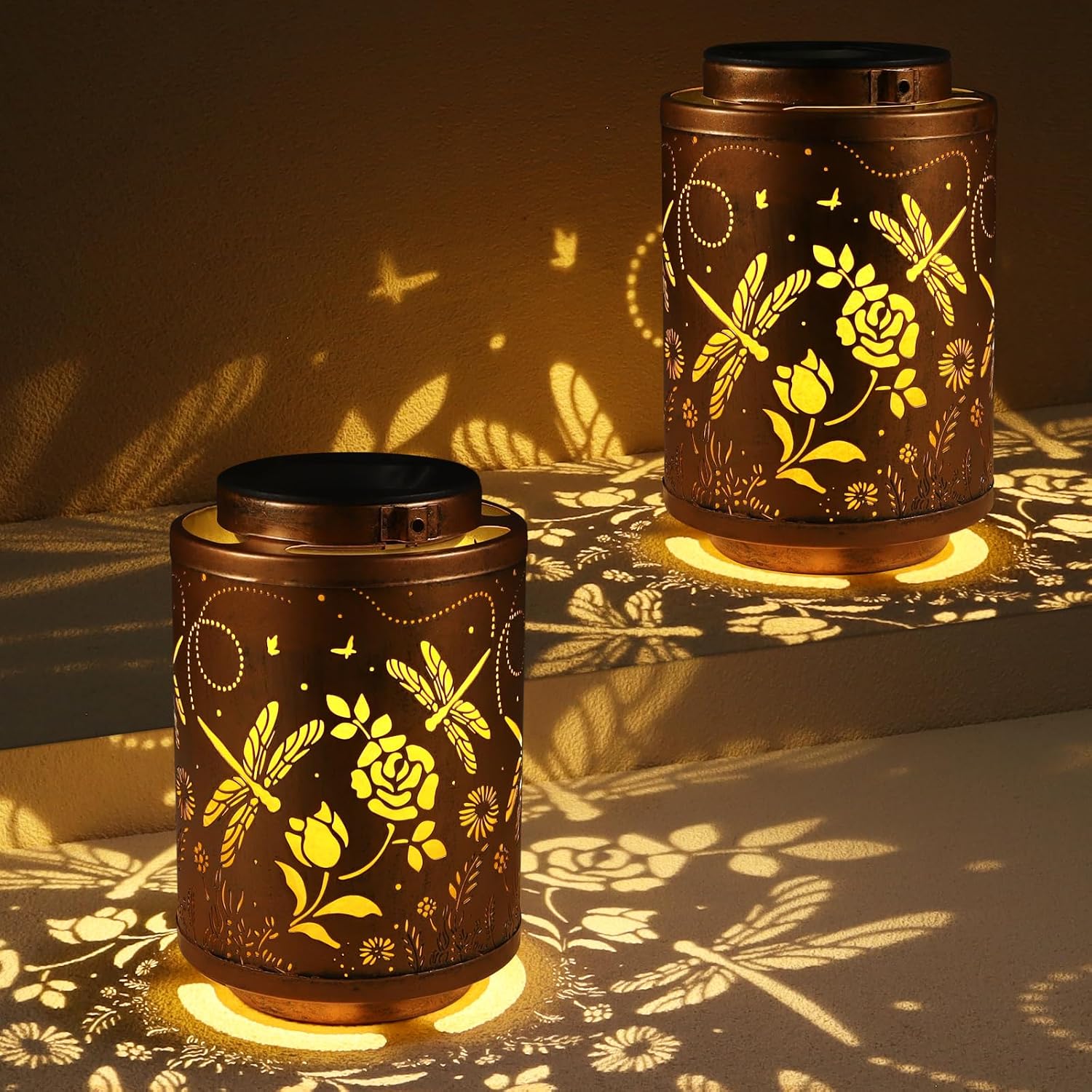 2 Pack Dragonfly Solar Lanterns Garden Decor Birthday Gifts for Women