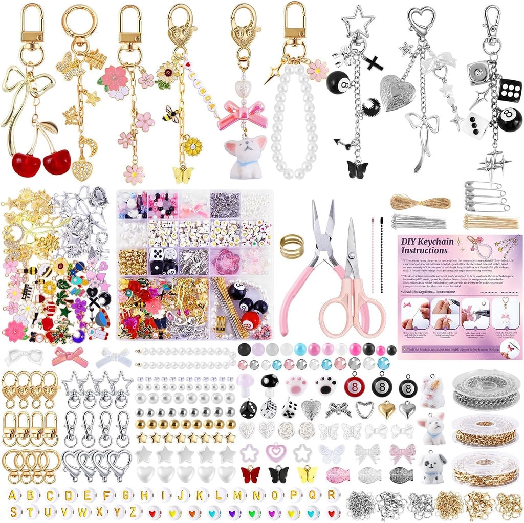 Wurosi 544Pcs Bag Charm Kit, Charms Lip Gloss Keychain Making Kit