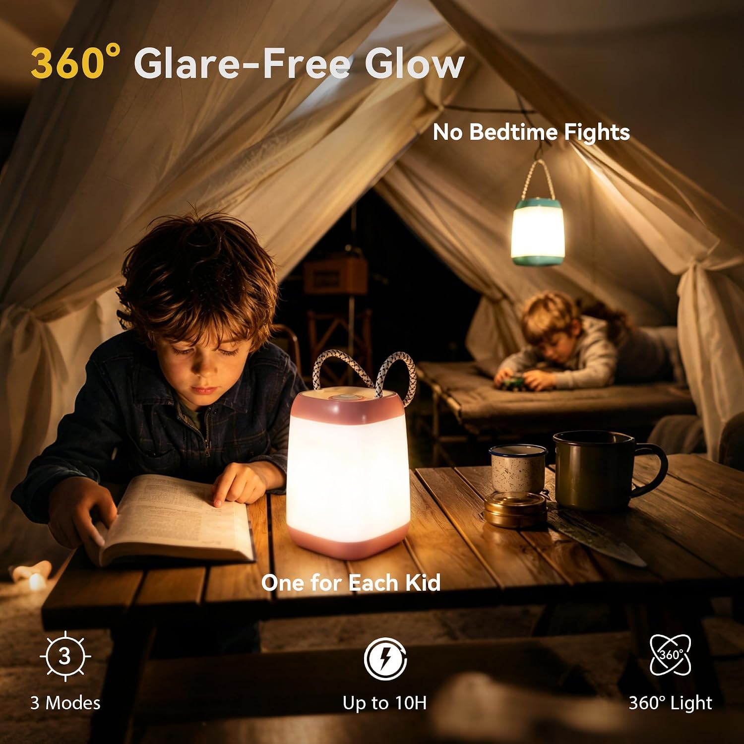HOKOILN 2-Pack LED Camping Lights Battery Powered Portable Tent Lantern