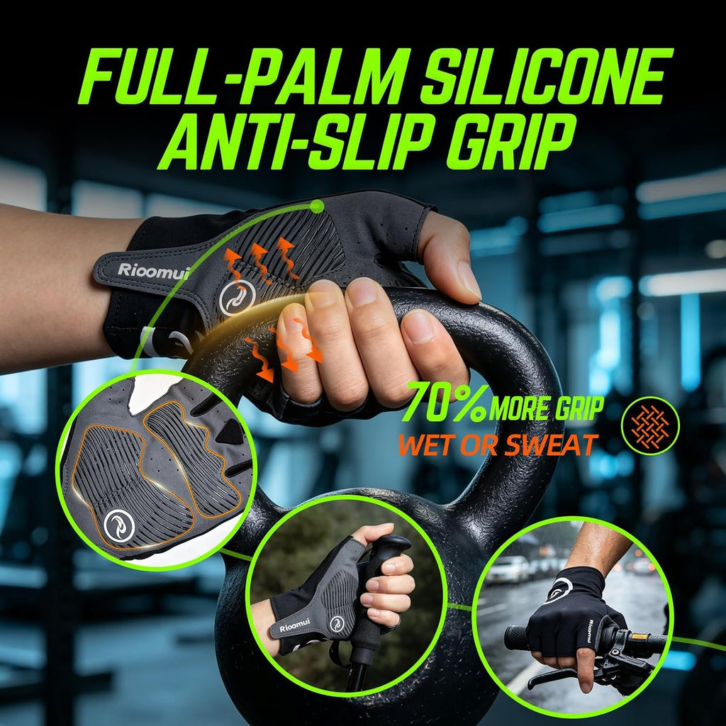 Bike Cycling Gloves for Men Women, 5mm Padded Half Finger Anti Slip