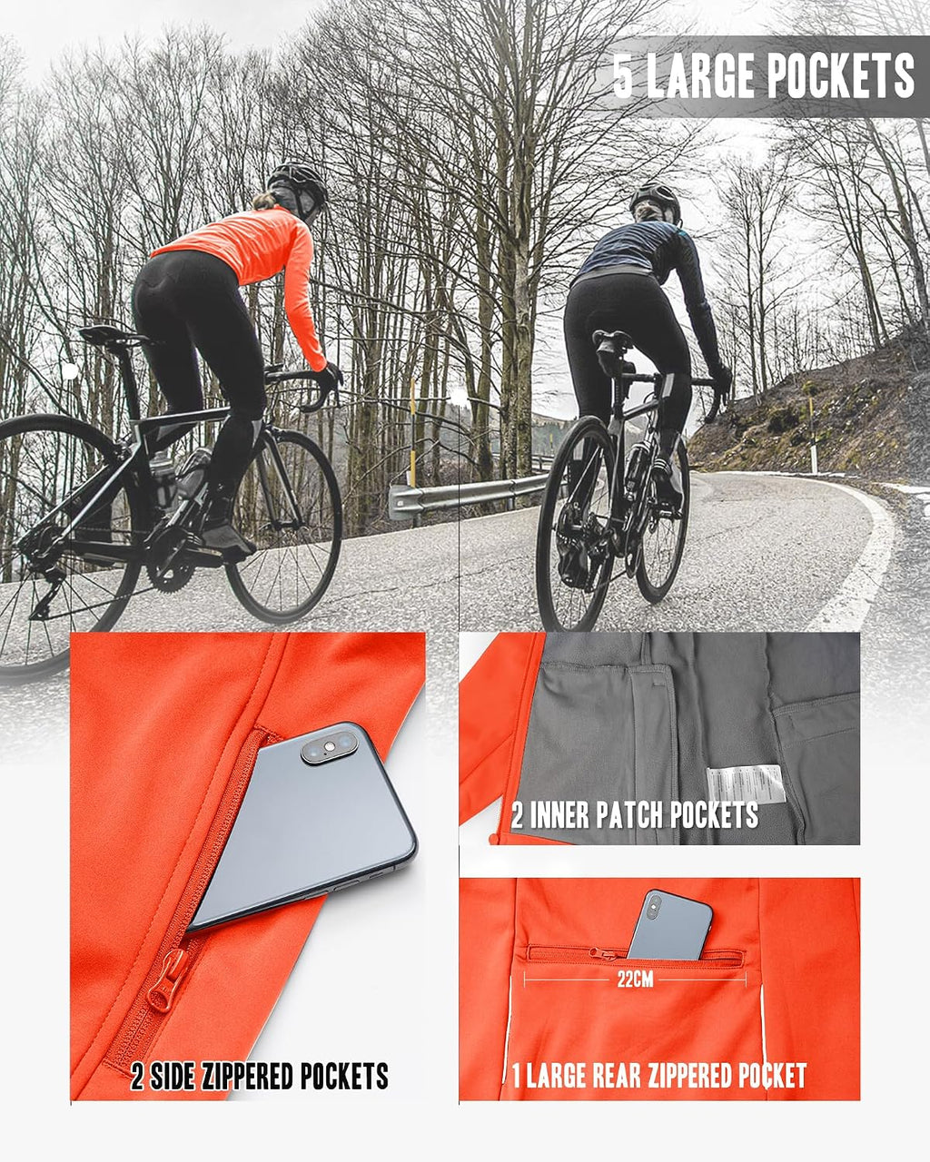 33,000ft Women's Waterproof Fleece Running Jacket Zip Up Athletic Winter Cold Weather Workout Cycling Track Jackets