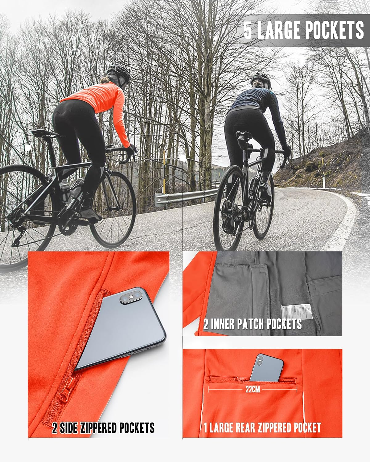 33,000ft Women's Waterproof Fleece Running Jacket Zip Up Athletic Winter Cold Weather Workout Cycling Track Jackets