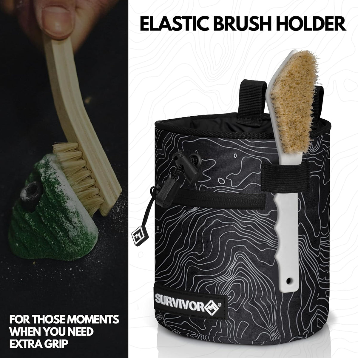 SURVIVOR Chalk Bag for Rock Climbing, Bouldering, Weightlifting, and More