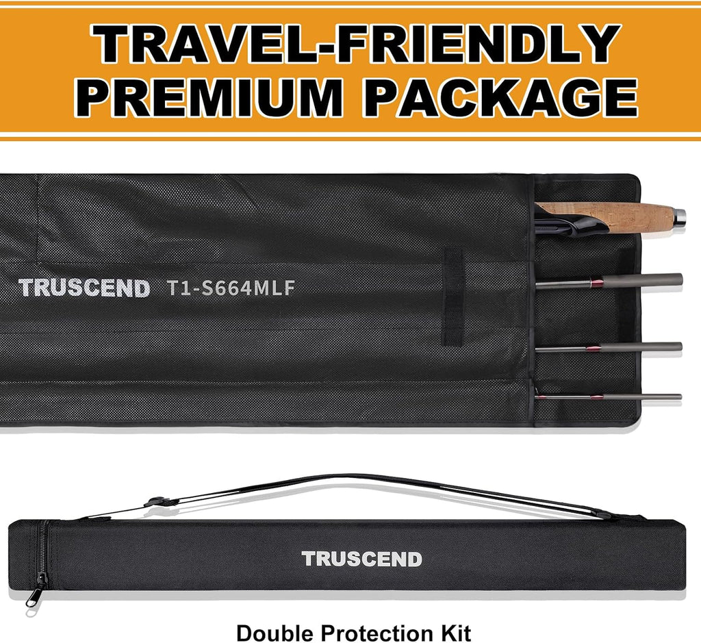 TRUSCEND Craz Easy Control Spinning Fishing Rods, 1-Piece Performance Multi-Piece Travel Rod, High Strength & Sensitive Backbone, Tough Fishing Rod with Toray Carbon, Fuji A Ring & K Guide