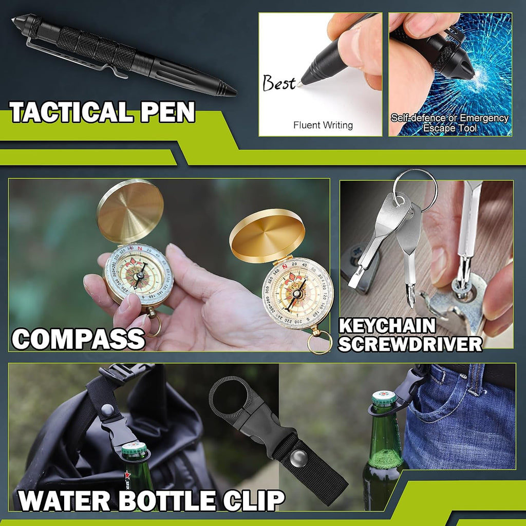Survival Kit 17 in 1, Survival Gear and Supplies for Adult Teen Men, Survival Case, 2025 Xmas Holiday Surprise Gift for Fishing Hunting Camping Outdoor Adventure Gifts for Men Fathers Day