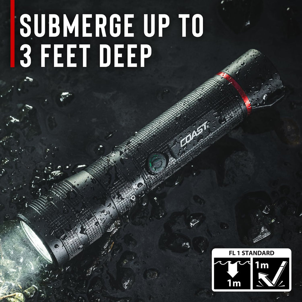 Coast G60R 1000 Lumen Waterproof Rechargeable LED Flashlight, 2-Pack