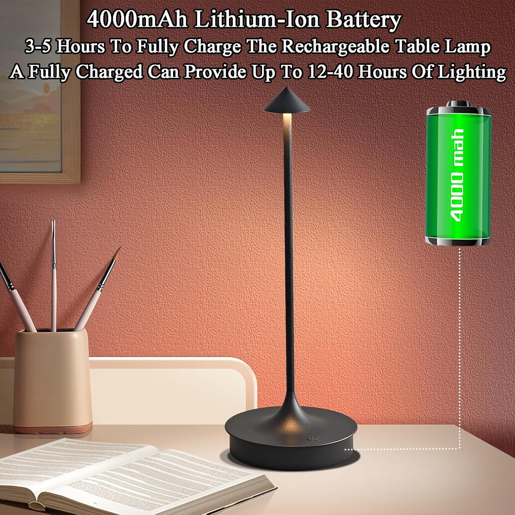 Cordless Table Lamps Rechargeable, Black 2PC
