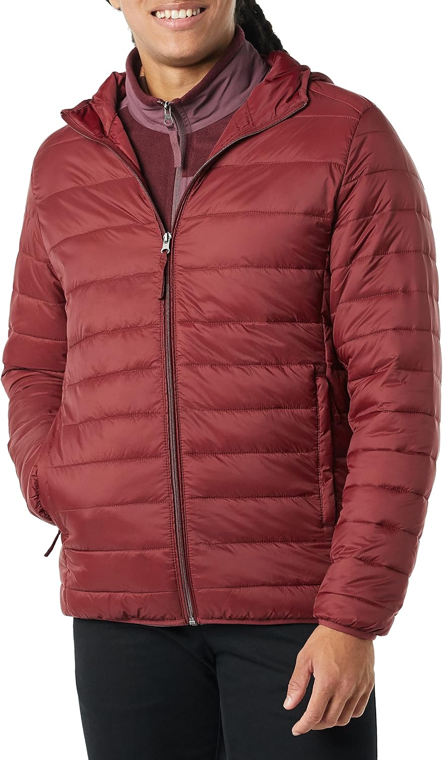 Amazon Essentials Men's Lightweight Water-Resistant Packable Hooded Puffer Jacket