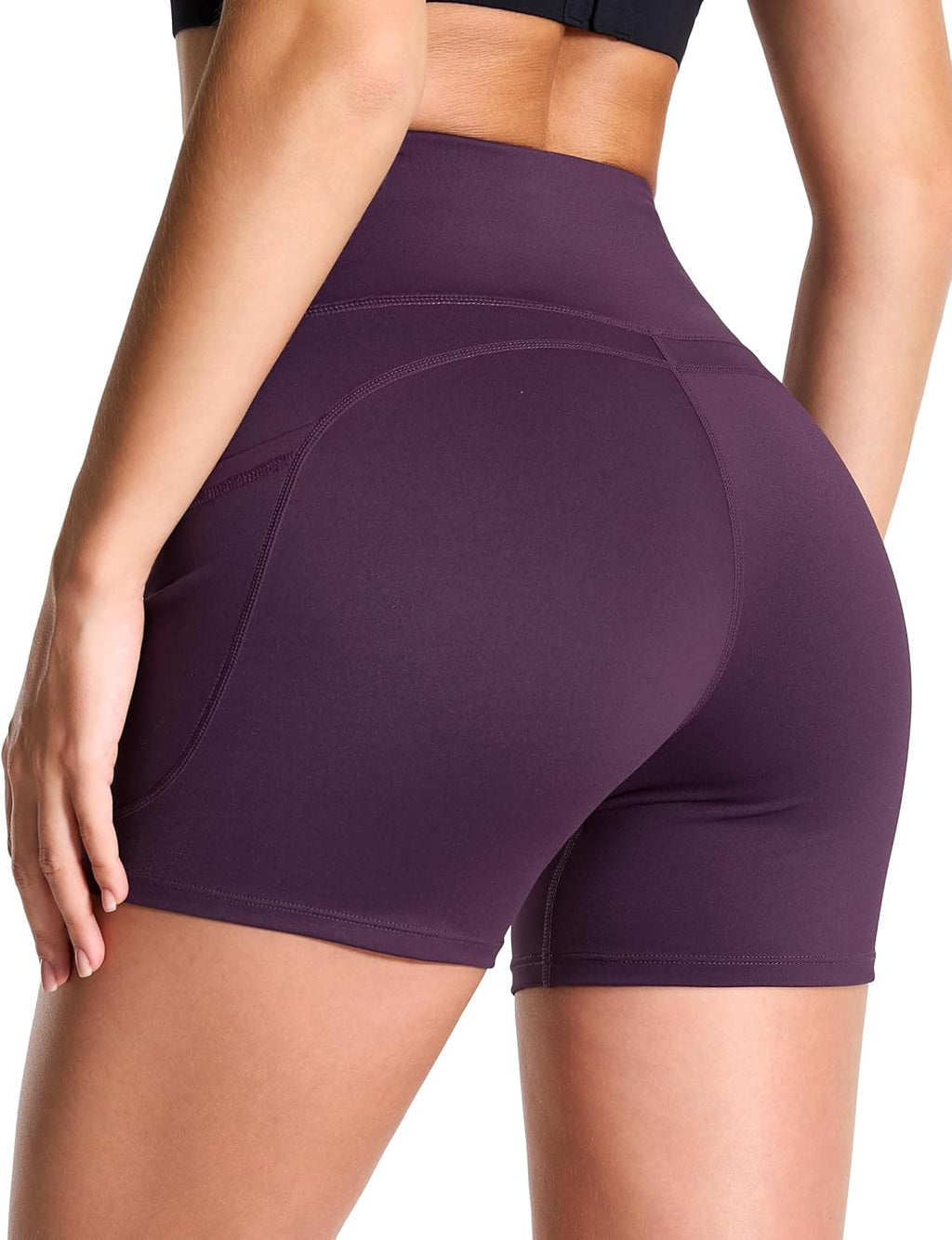 THE GYM PEOPLE High Waist Yoga Shorts for Women's Tummy Control Fitness Athletic Workout Running Shorts with Deep Pockets