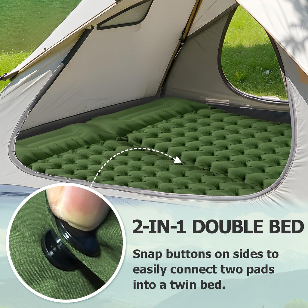 Toncoke Sleeping Pad, Extra Thick & Ultralight Inflatable Sleeping Pad with Pillow, 30s Foot Pump, 3.54” Camping Mat for Comfort, Durable for Camping, Hiking, Backpacking