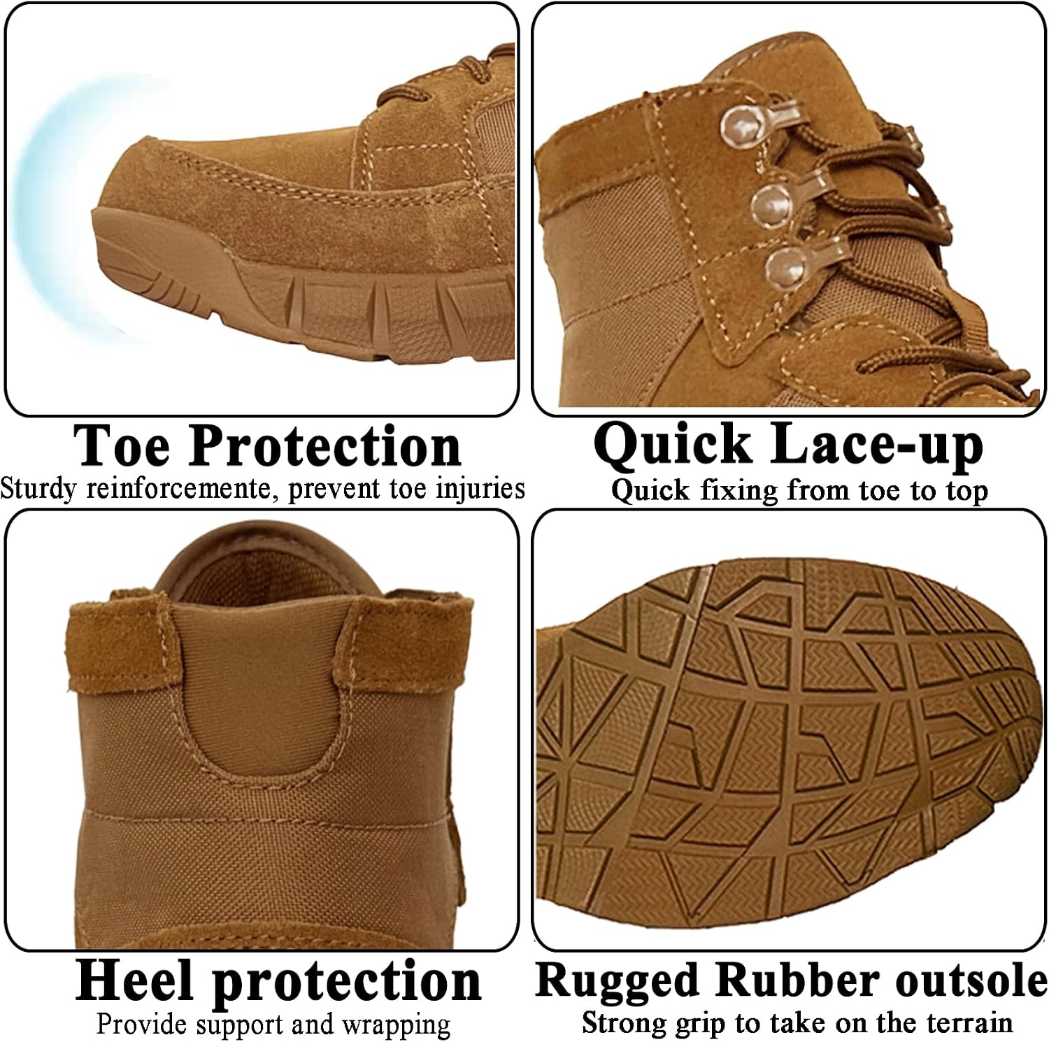 6 Inch Lightweight Mens Tactical Shoes Combat Boots Coyote Boots Military Training Lace Up Outdoor Hiking Breathable Army Shoe