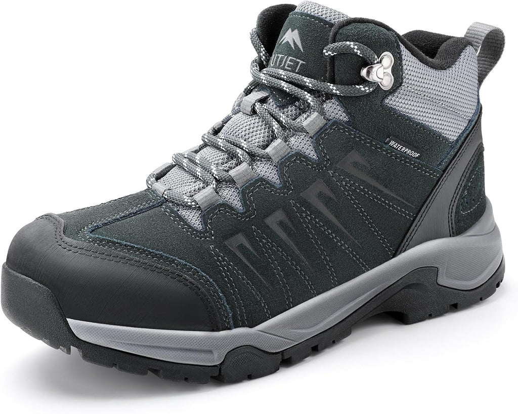 Men's Waterproof Hiking Boots Lightweight Leather Mid Ankle Outdoor Trail Trekking shoes