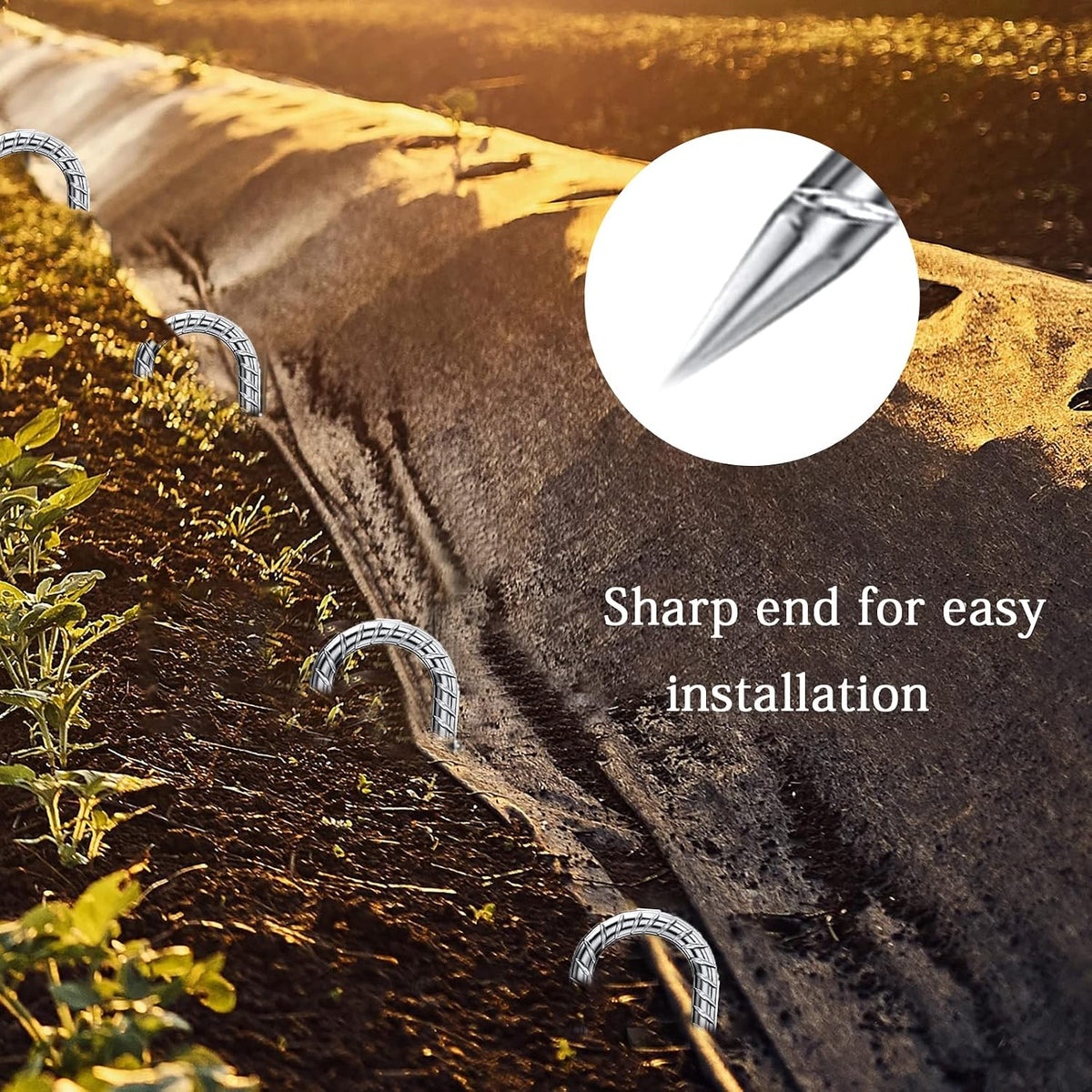 12 Inch 6 Pack Garden Stakes Heavy Duty J Shape Galvanized Rebar Stakes, Anti-Rust 8mm Steel Ground Tent Stakes for Trampolines Swing Set Lawn Decorations Inflatables Canopy Position Kits Fences